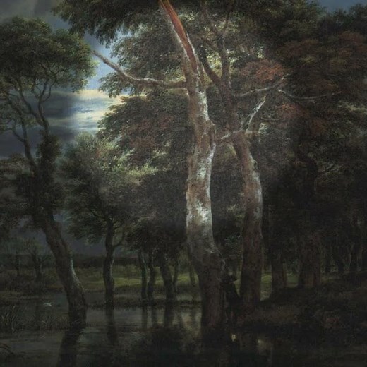 【1分deフェルメール展㊵】ヤーコプ・ファン・ライスダール《牝鹿狩り》（1665年-70年頃 ドレスデン国立古典絵画館）