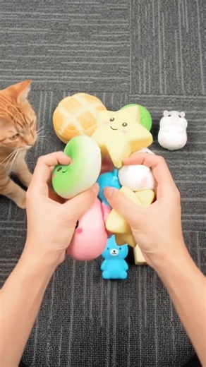 Which Squishy Did My Cat Choose?! @CatMomTV #squishy #asmr #satisfying #shorts #cat