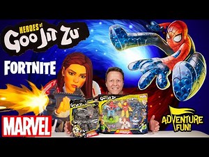 Marvel Heroes of Goo Jit Zu Mega 6 Pack Black Widow White Suite, Spider-Man AdventureFun Toy review!