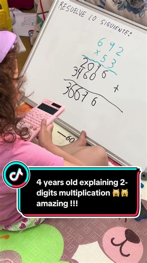 4 years old solving two digits multiplication step by step. Acquiring skills for life with her dad. Basic math knowledge after learning multiplication tables part 1. I feel proud of her. First steps with scientific calculator. The system can be better… #love #motivational #girlscandoittoo #toddlegames #4years #inspirational #learnontiktok #game #diy #education #math #science #familytime