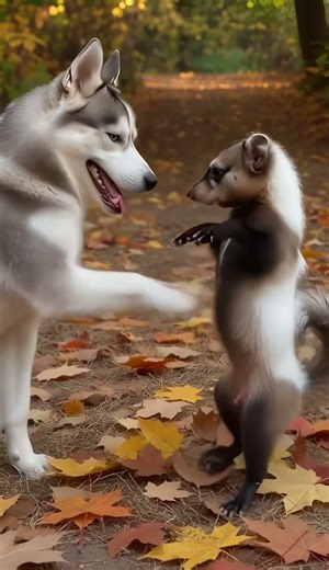 My Husky Is Copying The Baby Skunk... This Can't Be Good