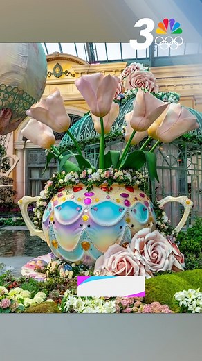 17K views · 272 reactions | Bellagio’s Conservatory & Botanical Gardens wants you to experience the whimsical world of tea parties with their spring display, "Tea and Tulips" from now through May 18. MORE: https://bit.ly/49OVpsi | KSNV News 3, Las Vegas | Facebook