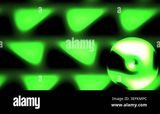 Abstract animation featuring a glowing green neon triangle pattern with a rolling sphere overlay creating a dynamic digital effect Stock Video Footage - Alamy