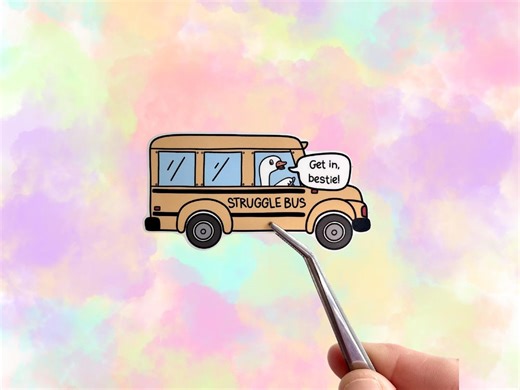 Get in Bestie Struggle Bus Vinyl Sticker - Funny Goose School Bus Decal - Cute Best Friend Laptop, Water Bottle, or Planner Sticker - Etsy