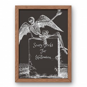 Gothic Skeleton Halloween Poster | Vintage Horror Wall Art | Dark Academia Halloween Decor | Scary Tricks Printable Poster| Digital Download - Etsy Canada