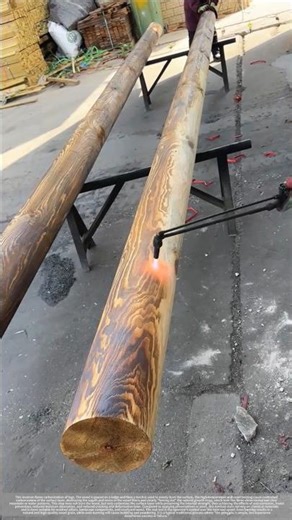 Wood flame carbonization process demonstration