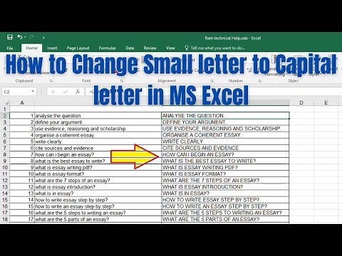 How to Change Small letter to Capital letter in MS Excel | How to Change Lowercase to Caps in Excel