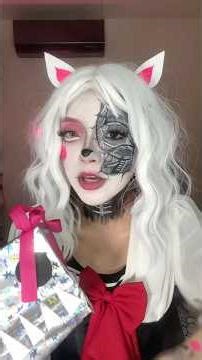Maquillándome de Mangle 🩷🤍 #fnafcosplay #fnaf #fnafmakeup #mangle #manglemakeup