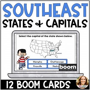 Southeast Region States and Capitals Boom Cards - Digital Test Prep Activity