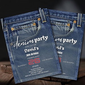 Denim Birthday Party Invitation: Blue Jeans, Boho Western Theme (editable Template, 5x7, Digital Download - Etsy