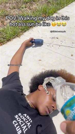 1M views · 16K reactions | The sun almost killed my ass fr smh 若 I went home and threw that leash away immediately! ‍♀️ #nbscomedy | Nikkabesnappin | Facebook