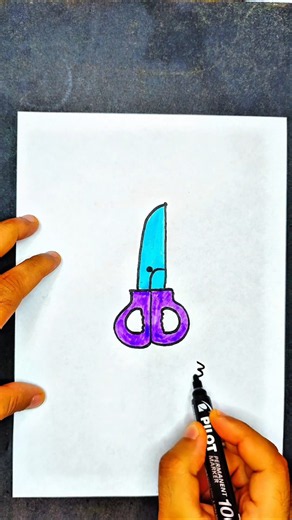 Draw a professional pair of scissors✂️ in 3 simple steps 🧸👇 / Learn to draw scissors easily / Eas...