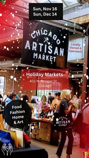 Chicago Artisan Market on Instagram: "❄️With the 1st snowfall in Chicago, we look forward to the warmth of the holiday season! We get nostalgic for "snow globes" & past markets --and 🙏feel gratitude for the chance to gather again to celebrate small & local businesses -- so you can share 🎁artisan-made gifts with everyone on your "nice" list. On Sun, Nov 16th & Sun, Dec 14th (🕚11am-5pm both days), join the ⚒️Chicago Artisan Market for 2 special 🎄holiday markets at our flagship location at Morg