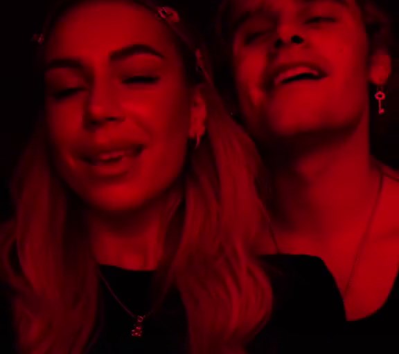 Atmospheric Red Room Scene with Engaging Dialogue