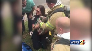 WATCH: One of two dogs rescued after an explosion set their Central home on fire had to be treated with an oxygen mask. Both pets are expected to be OK. Full story: https://www.wbrz.com/news/dogs-rescued-after-explosion-ignites-house-fire-in-central | WBRZ Channel 2