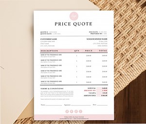 Quote Template, Editable Quotation Template, Quote Form, Small Business Invoice Order Form, Price Quotation Template, Job Estimate Form - Etsy