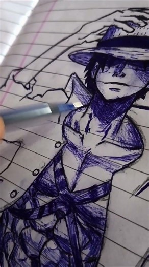 monkey d Luffy sketch using by ball pen 😤 #shorts