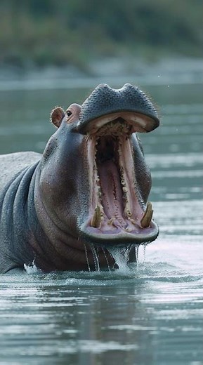 Hippo Opening Its Mouth in the River | Wild Animal Power