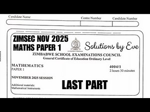 Zimsec Nov 2025, Maths Paper 1, last part, #16 to #22