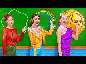 お金持ちVS貧乏VS超お金持ちのアートチャレンジ||最強スクールライフハック！楽しいＤＩＹクラフト|123GO! TRENDS