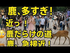 「奈良、鹿多すぎ問題！🦌💥「観光客も鹿もいっぱい！😳」「奈良の現実…鹿だらけ！🤣🦌「鹿、急接近中！💨😳」「奈良は今日もカオス！🦌👀」「ここ本当に道ですか？鹿だらけ！🦌😅」#deerjapan