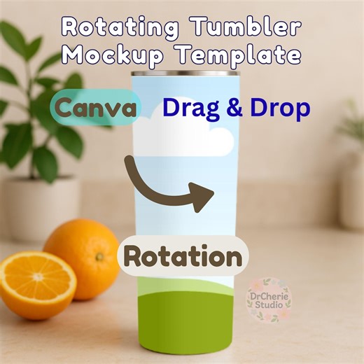 20oz Rotating Tumbler Mockup: Canva Template, Drag and Drop (digital Download) - Etsy