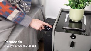 Quick Access Biometric Bedside Gun Safe for handgun, 2 in 1 Mounted Drop Down Nightstand Pistol Safe with Fingerprint & Passcode & Key 3 Ways