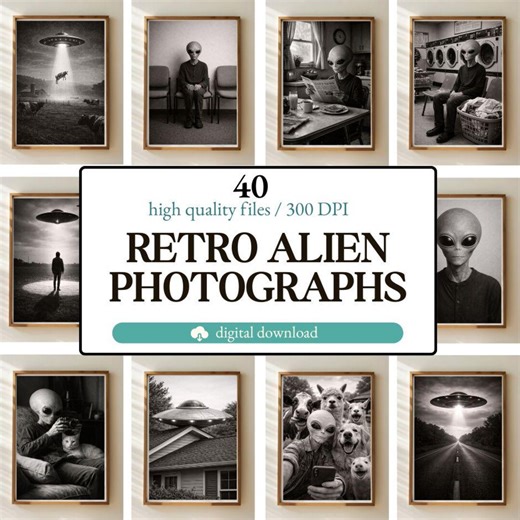 Retro Alien Photographs Prints: Sci-fi UFO Scenes (digital Download, Set of 40) - Etsy