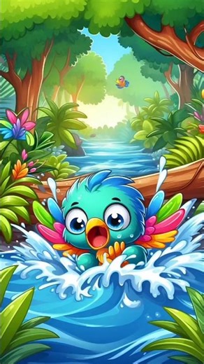 Cartoon Turtle Saves Bird From River | Animal Rescue Tale!!#shorts