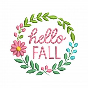 Hello Fall Wreath Embroidery Design - Autumn Floral Leaf Applique - Fall Machine Embroidery PES DST JEF - Boho Thanksgiving Stitch File - Etsy