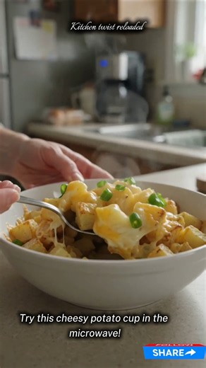 5-Minute Microwave Cheesy Potato Cup🧀🥔 #shorts #food #viral #snacks