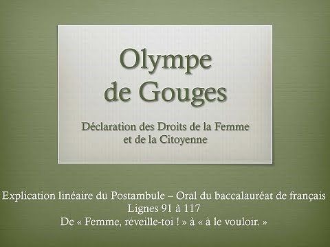 Bac de français : explication du Postambule, "Déclaration des droits de la femme", Olympe de Gouges