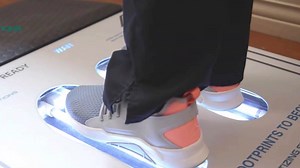 A sanitizer station promises to sanitize the soles of your shoes to kill viruses