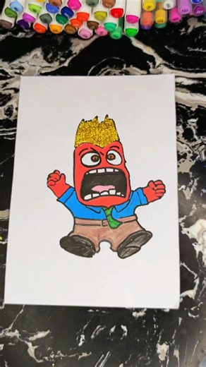 (Part-1)Wait for the Glitter ✨ | Inside Out Anger#art so z#shorts#insideout#anger#painting