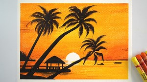 2.6K views · 125 reactions | Hi, in this video I am going to show you how you can create a beautiful riverside sunset scenery using oil pastel. I have used black marker pen for drawing the trees. I hope you will like this video :) | Morning Drizzle | Facebook