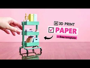Miniature RÅSKOG CART (IKEA Inspired) for BARBIE DOLLS | How to make a Dollhouse Trolley with paper!