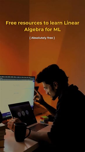 Sricharan Karingula | Developer on Instagram: "Free resources to learn Linear Algebra for ML 👇 (simple & free) • Khan Academy — basics made easy • 3Blue1Brown — best visual intuition • MIT OpenCourseWare — real university lectures • Coursera — audit ML math courses for free • freeCodeCamp — beginner-friendly explanations • YouTube — search “linear algebra for ML” Tip: Watch → code → visualize → repeat. Keywords: linear algebra for machine learning, free linear algebra resources, ml math basics,