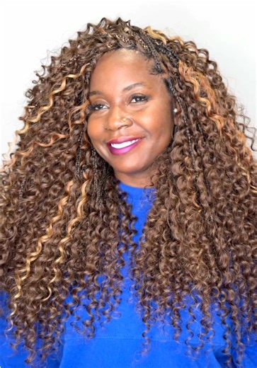 Goddess Braids 💙 (Deep Wave Human Hair) (Size: Smedium, Length: Mid-Back) #braids #goddessbraids