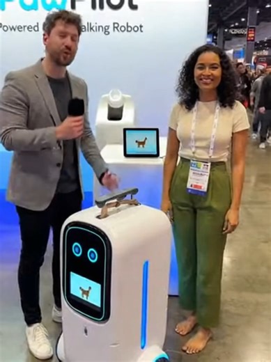2026 CES Paw Pilot booth with barefoot presenter #barefoot #feet #dawgs #fyp #dogs