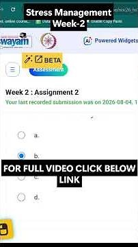 NPTEL Stress Management Week 2 Assignment Answers | noc26-hs145 | IIT Kharagpur