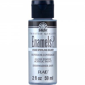 FolkArt Enamel Acrylic Craft Paint, Gloss Finish, Silver Sterling, 2 fl oz