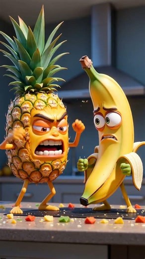 Angry Pineapple Attacks Banana 😂🔥 #shorts
