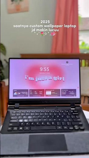 custome laptop jd makin lucu & aesthetic 💖 #wallpaper #desktopsetup #desktopwallpaper #desktop #cute