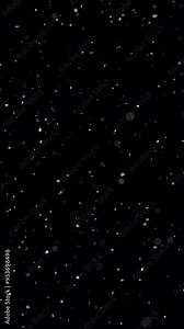 Vertical falling snow animation, winter snow seamless loop. ProRes4444 - HD with alpha channel. Just paste into your project.