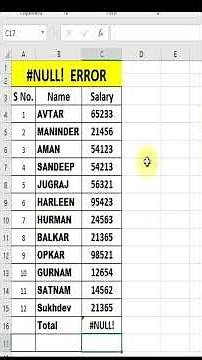 Error NULL! in Excel #excel #exceltips #exceltricks