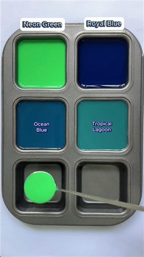 Color Mixing Neon Green + Royal Blue #colormixing #mixcolor #satisfying #relaxing