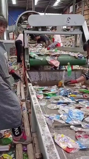 Recycling Process: Sorting Plastic Waste in Action