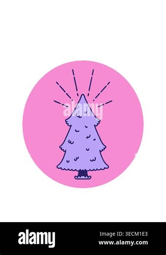 stretching up animation of icon of a tattoo style pine tree Stock Video Footage - Alamy