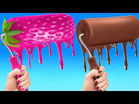 單一顏色的房間挑戰❤️🤎我們建造了一個秘密房間！ 123 GO 的天才裝飾創意