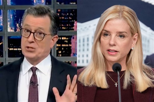 Stephen Colbert mocks Pam Bondi with Epstein-themed farewell